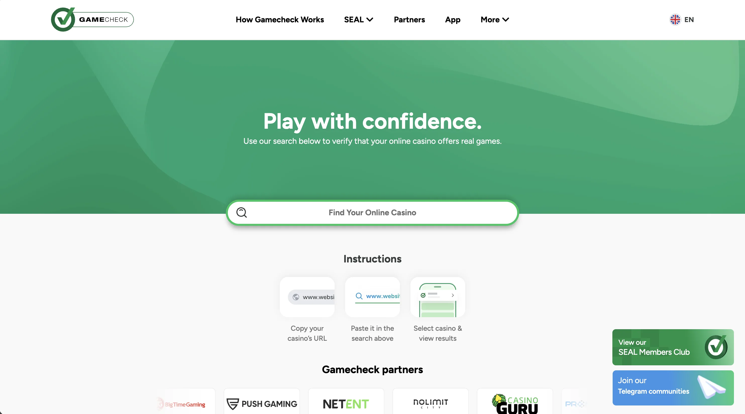GameCheck casino and game verification